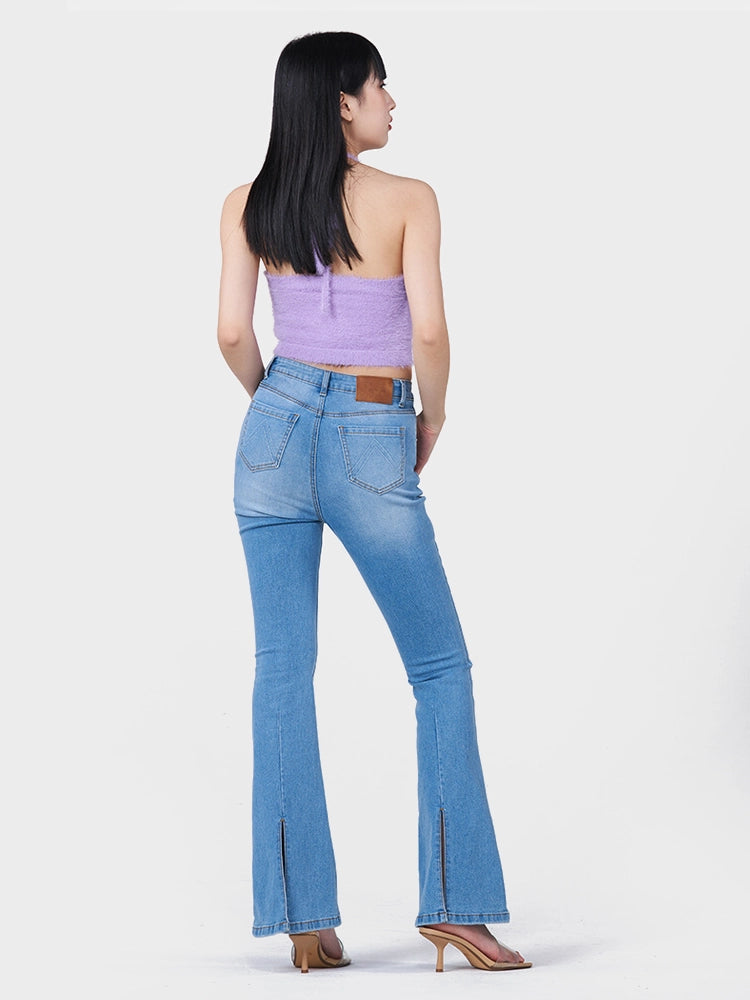 Women's Retro Flare Jeans - Distressed High Waisted Bootcut Bell Bottoms, Slim Fit Stretch Denim Pants