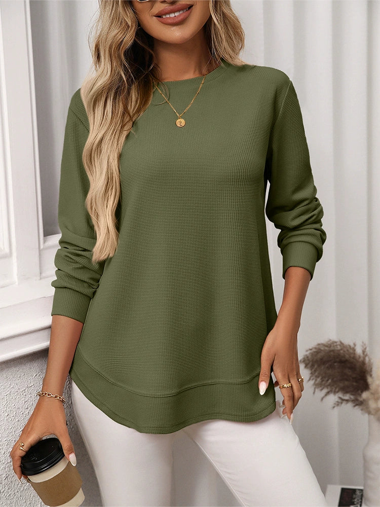 MAGIC CURVE Women’s Casual Oversized Waffle Knit Shirt
