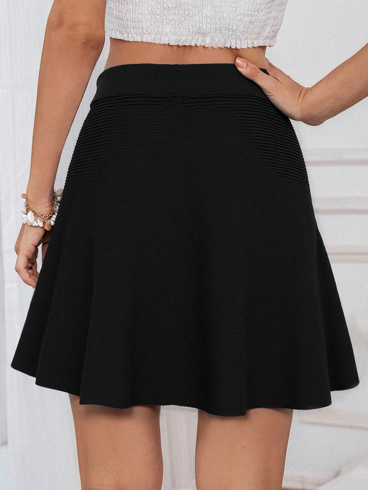 Short Skirt Women's Fall Winter Knitted Skirt Elastic Waist Skirts