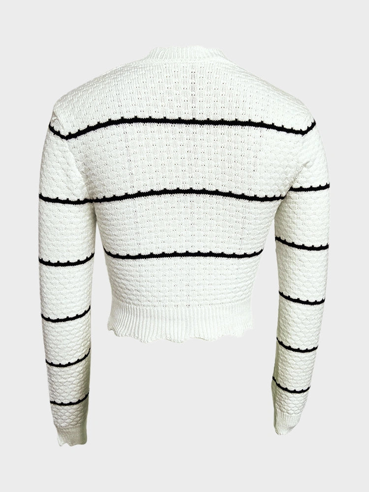 Striped long-sleeved slim fit autumn and winter new pullover sweater