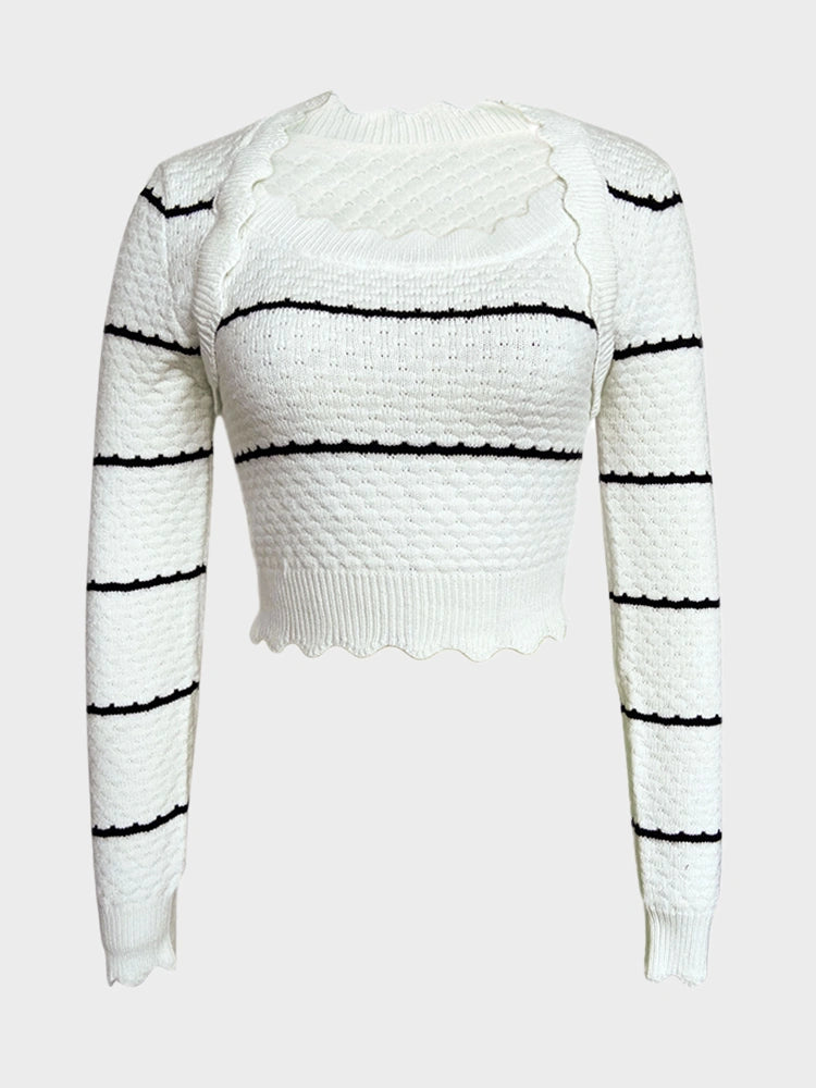Striped long-sleeved slim fit autumn and winter new pullover sweater