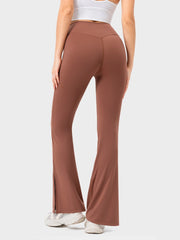 Womens Flare Leggings with Slit Hem High Waist Bootcut Yoga Pants Workout Tummy Control Flared