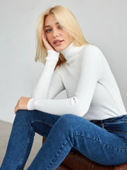 Women's Ribbed Turtleneck Sweater Long Sleeve