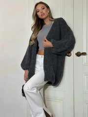 Faux alpaca cardigan loose lazy style