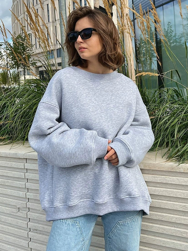 MAGIC CURVE Women’s Oversized Fleece Pullover Sweatshirt