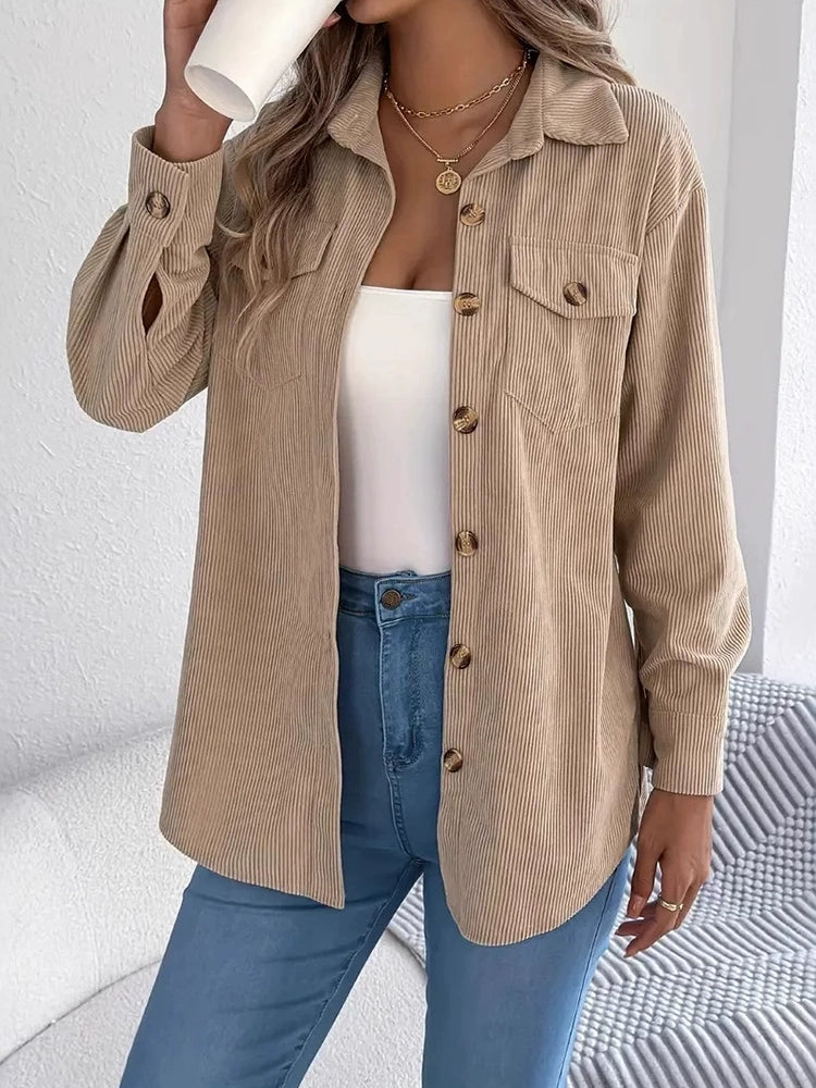 MAGIC CURVE Women’s Solid Corduroy Shirt Jacket