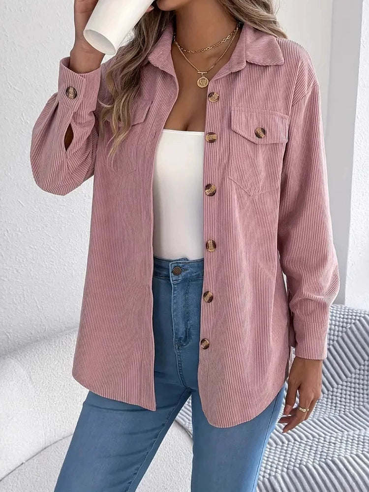MAGIC CURVE Women’s Solid Corduroy Shirt Jacket