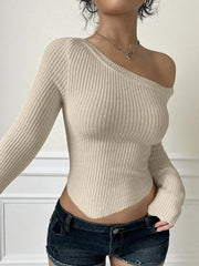 Women's Long Sleeve Off Shoulder  Sexy Going Out Slim Fit Knit