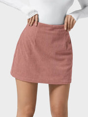 MAGIC CURVE High Waisted Invisible Zipper 2-in-1 Mini A-line Corduroy Casual Skirt