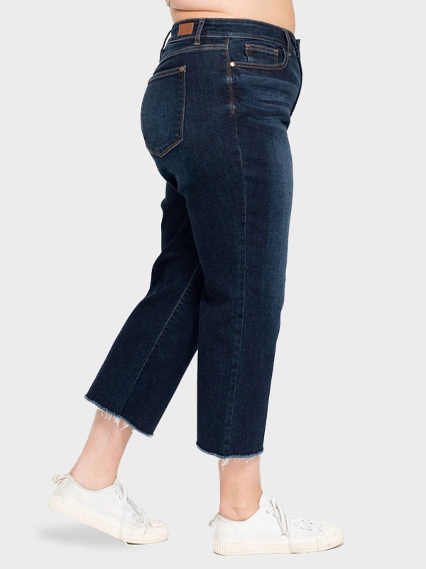 Judy Blue High Waist Raw Hem Denim Shorts - PLUS