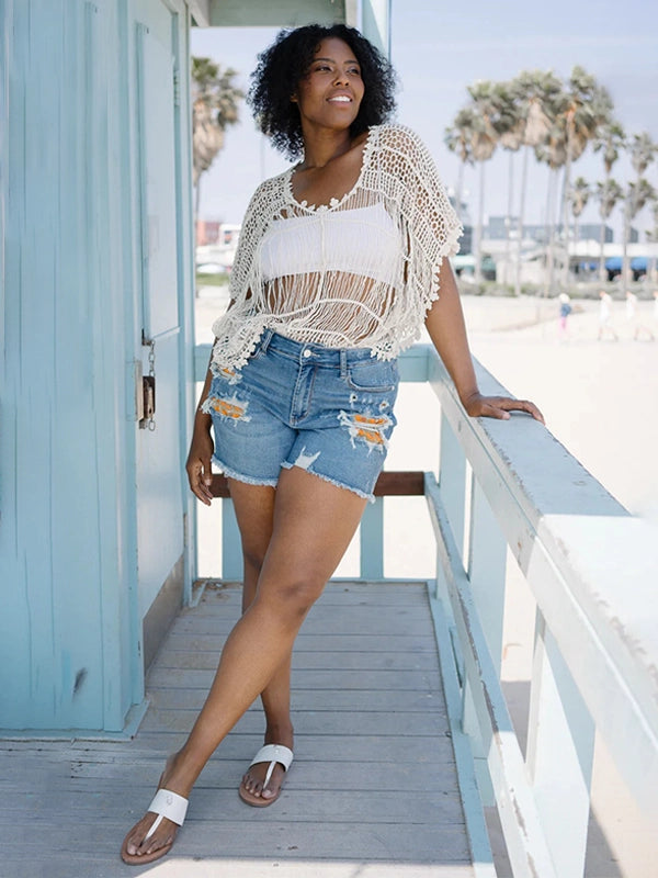 Judy Blue Jenah Printed Pocket Lining Shorts-PLUS