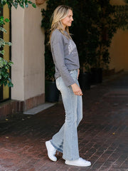 Judy Blue Megan Mid Rise Tinted Pin Tack Detail Flare Jeans